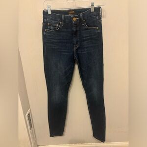 MOTHER High Waisted Looker Jeans Teaming Up Wash Stretch Size 28 Denim Jean